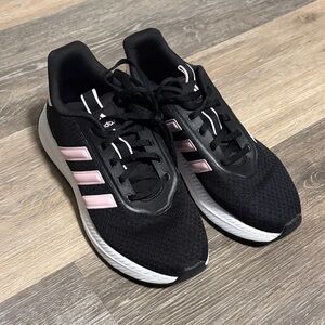 Adidas Women's Black and Light Pink Sneakers